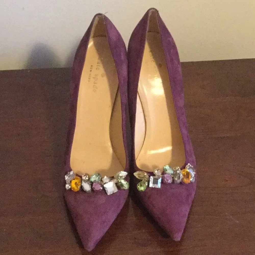 Kate Spade jeweled suede pointed-toe pump … - Picture 2 of 12